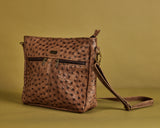 Ostrich Double Zipper Crossbody Bag