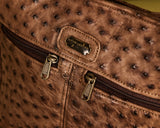 Ostrich Double Zipper Crossbody Bag